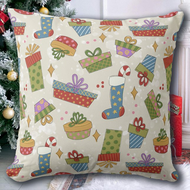 Färgfläckig Julklapp Kudde (Skapare uppladdad)