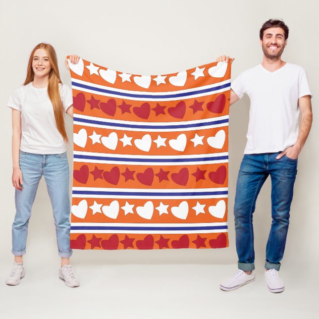 Färgfläckig Kärlek Hearts Star Rand Mönster Fleecefilt (På plats)