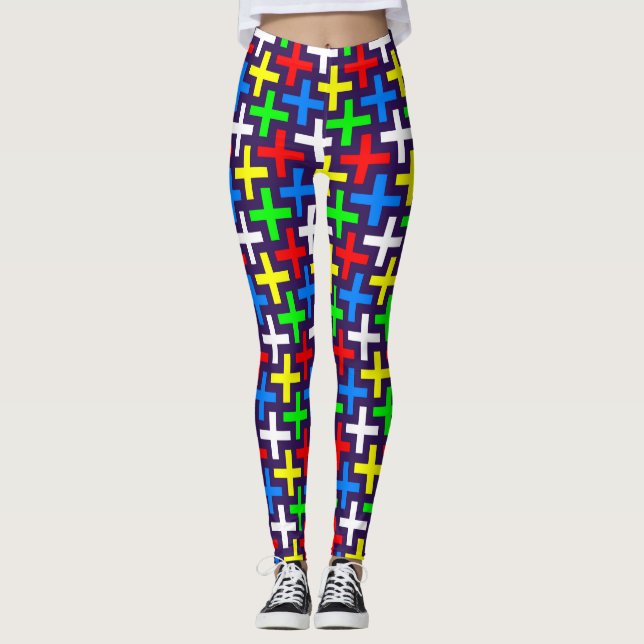 Färgfläckig kor mönster leggings (Framsida)