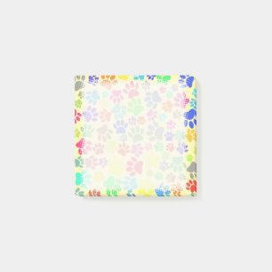 Färgfläckig kute Puppy Tass avtryck Post-it Block