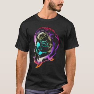 Färgfläckig kvinnlig kalaveras Makeup-dag t Shirt