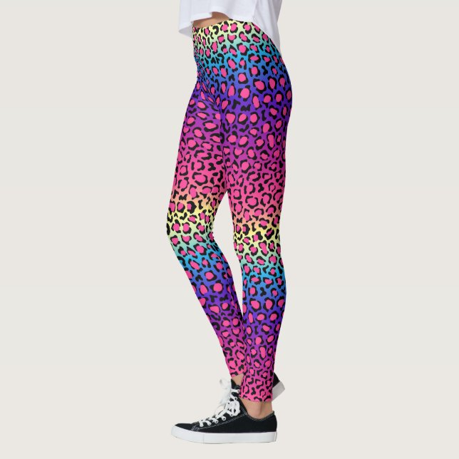 Färgfläckig leopard mönster leggings (Vänster)