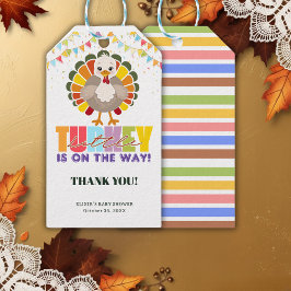 Färgfläckig liten liten babystövel för Turkiet Presentetikett