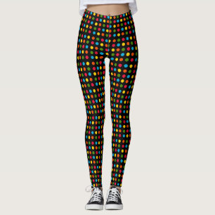 Färgfläckig liten polka Mönster på svart Leggings