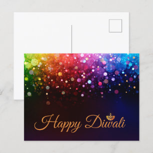 Färgfläckig Ljus Lycklig Diwali Vykort