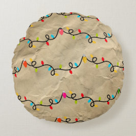 Färgfläckig Ljus Rund Kudde