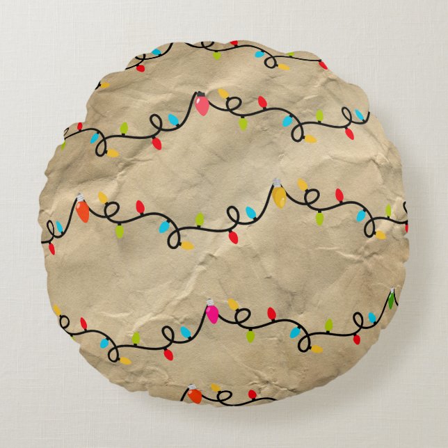 Färgfläckig Ljus Rund Kudde (Framsidan)