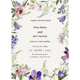 Färgfläckig minimalistisk Wildblomfoto Bröllop Inbjudningar
