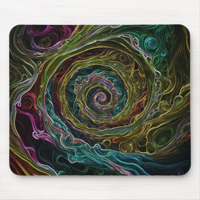 Färgfläckig modern Abstrakt Spiral Musmatta (Framsidan)