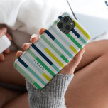 Färgfläckig modern blå Grönt Rand<br><div class="desc">Fet rand i marin,  matt,  akva,  teal,  kalk,  grönt,  senap,  gult. Telefonväskan är snyggt och modern och innehåller ditt namn eller personlig.</div>