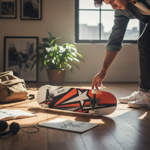 Färgfläckig modern geometrisk Abstrakt Star Mönste Mini Skateboard Bräda 18,5 Cm