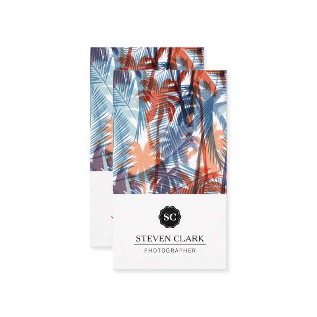 Färgfläckig modern Handflatan Träd Visitkort (Fram/Back In Situ)