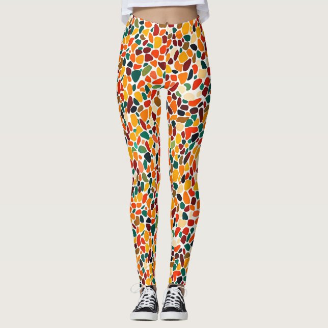 Färgfläckig mosaik Färg Leggings (Framsida)