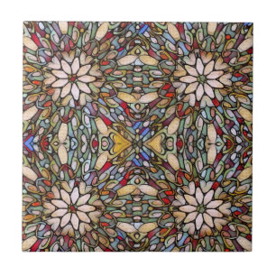 Färgfläckig mosaik i glasfönster kakelplatta