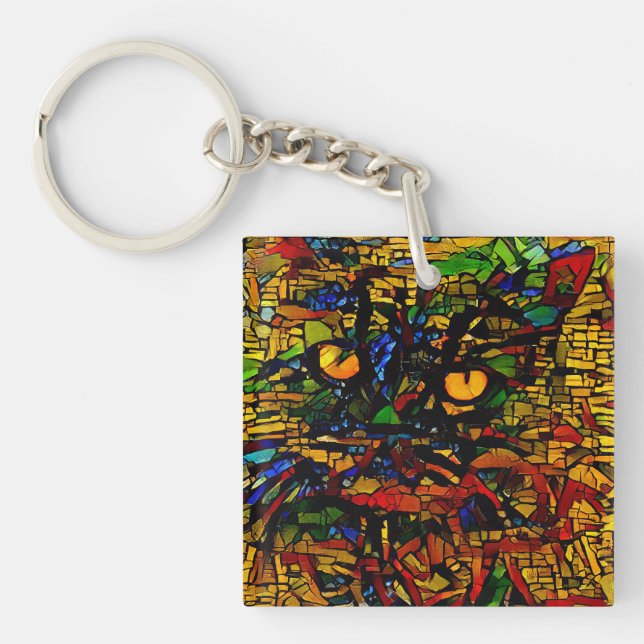 Färgfläckig mosaik Kat Art Prin (Framsidan)