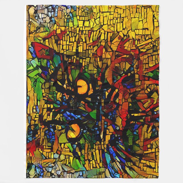 Färgfläckig mosaik Kat Art Prin Fleecefilt (Framsidan)
