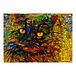 Färgfläckig mosaik Kat Art Prin Fototryck