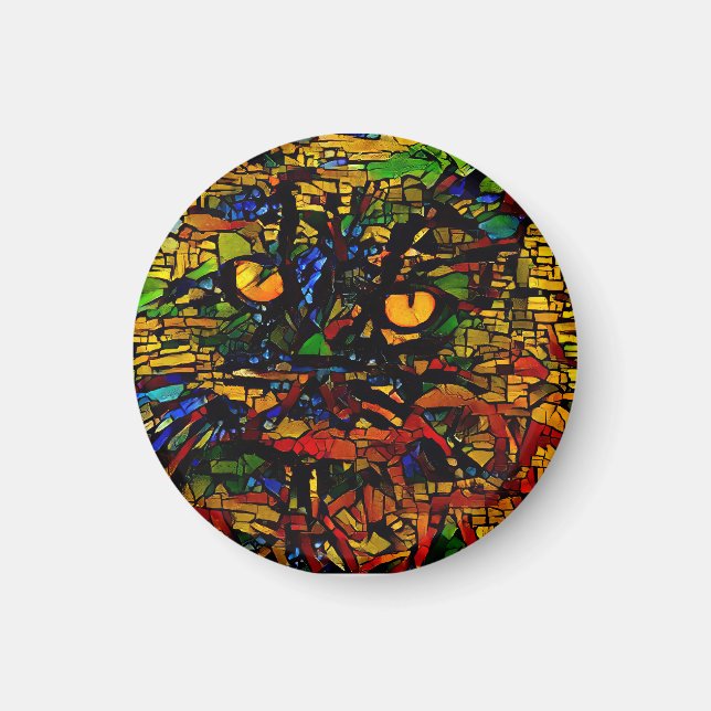 Färgfläckig mosaik Kat Art Prin Magnet (Framsidan)