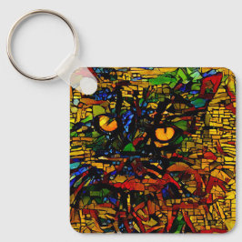 Färgfläckig mosaik Kat Art Prin Nyckelring