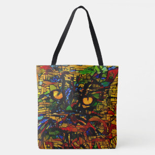 Färgfläckig mosaik Kat Art Prin Tygkasse