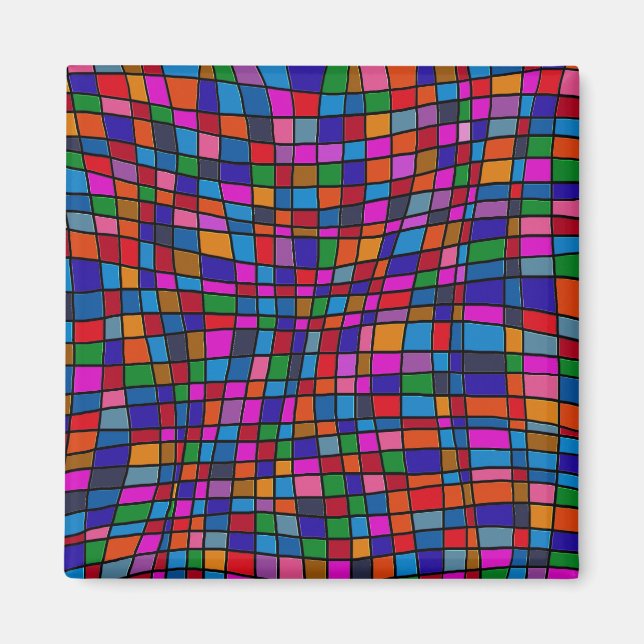 Färgfläckig mosaik Mönster Magnet (Framsidan)