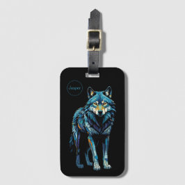 Färgfläckig mosaikillustration av Majestisk Varg Bagagebricka