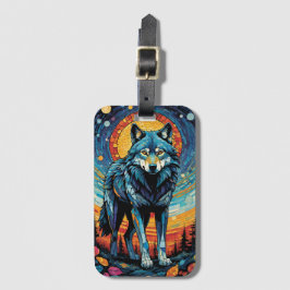 Färgfläckig mosaikillustration av Majestisk Varg Bagagebricka