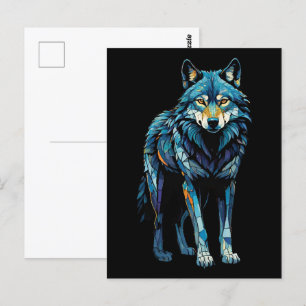 Färgfläckig mosaikillustration av Majestisk Varg Vykort