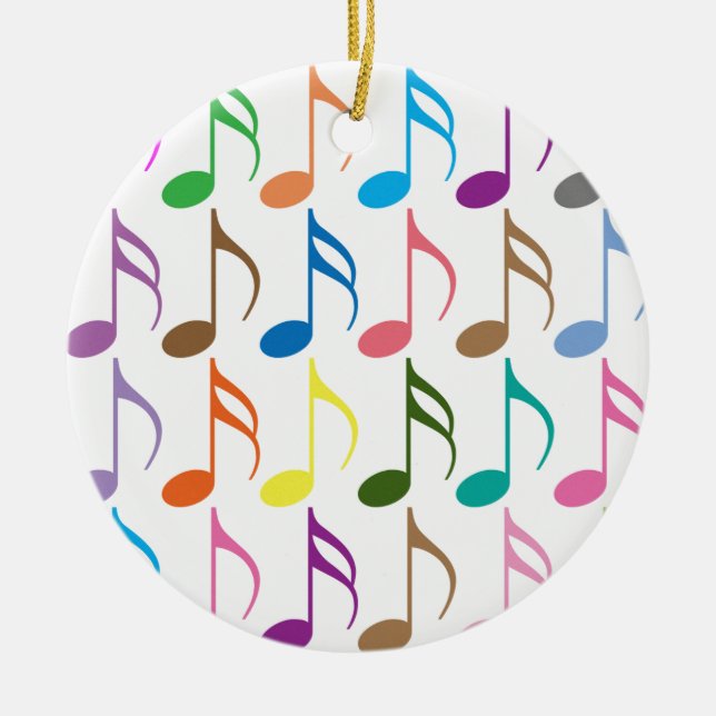 Färgfläckig musik noter mönster julgransprydnad keramik (Framsidan)