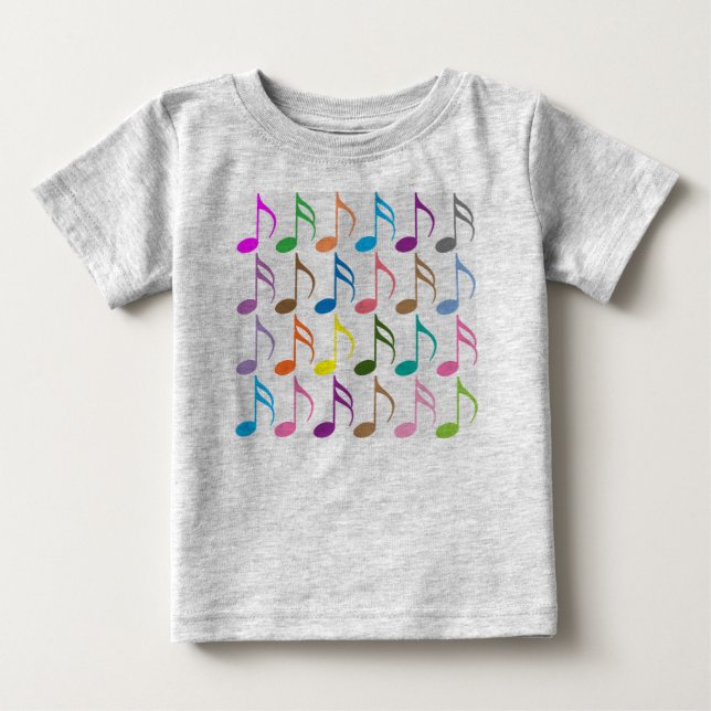 Färgfläckig musik noter mönster t-shirt (Framsida)