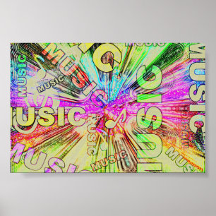 Färgfläckig Musik noter Poster