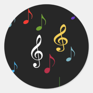Färgfläckig Musik noter Runt Klistermärke