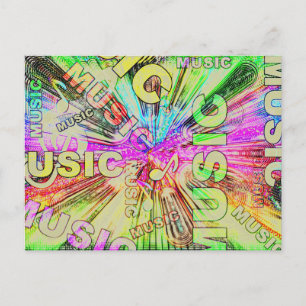 Färgfläckig Musik noter Vykort