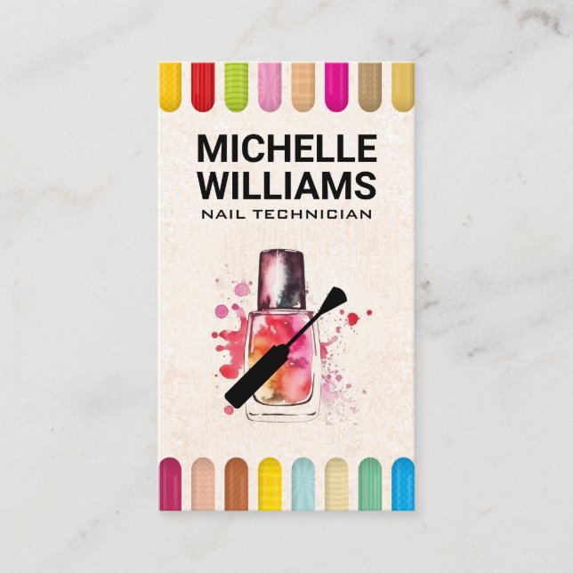 Färgfläckig Nagel | Nagel Polska Flaska och Brush Visitkort (Framsida)