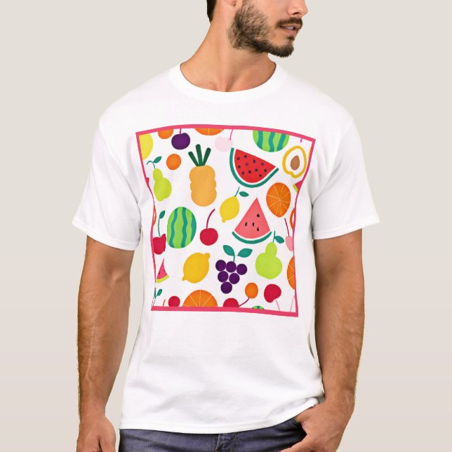 Färgfläckig neon Fruit Fiesta T Shirt (Framsida)