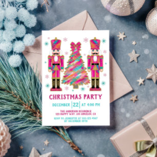 Färgfläckig Nutcracker Julgran Party Inbjudningar
