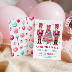 Färgfläckig Nutcracker Julgran Party Inbjudningar