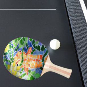 Färgfläckig Orange Koi Fish Mosaic Art Pingisracket