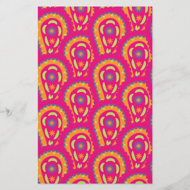 Färgfläckig Paisley Brevpapper (Framsida)