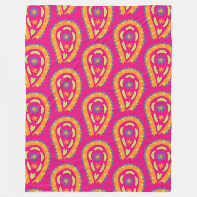 Färgfläckig Paisley Fleecefilt (Framsidan)