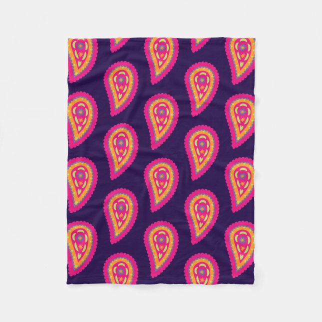 Färgfläckig Paisley Fleecefilt (Framsidan)