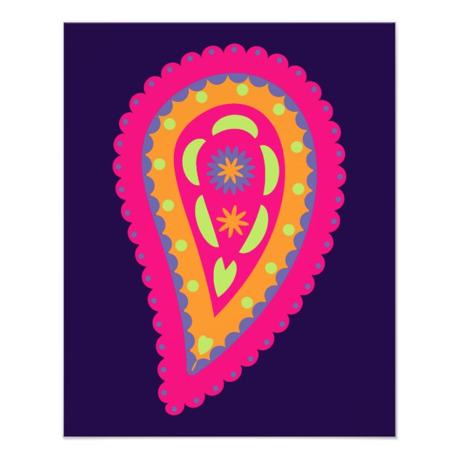 Färgfläckig Paisley Fototryck (Framsidan)