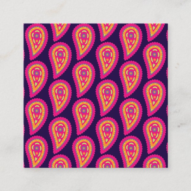 Färgfläckig Paisley Fyrkantigt Visitkort (Framsida)