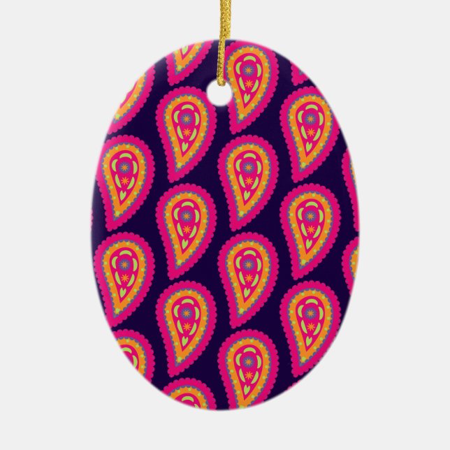 Färgfläckig Paisley Julgransprydnad Keramik (Framsidan)