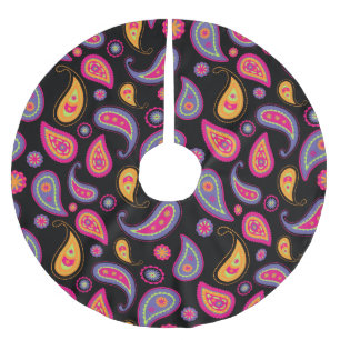 Färgfläckig Paisley, sömlös Mönster Julgransmatta Borstad Polyester