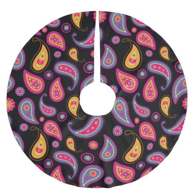 Färgfläckig Paisley, sömlös Mönster Julgransmatta Borstad Polyester (Framsidan)