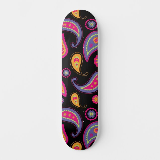 Färgfläckig Paisley, sömlös Mönster Mini Skateboard Bräda 18,5 Cm (Framsida)