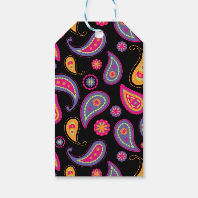 Färgfläckig Paisley, sömlös Mönster Presentetikett (Framsidan)