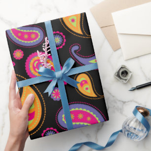 Färgfläckig Paisley, sömlös Mönster Presentpapper