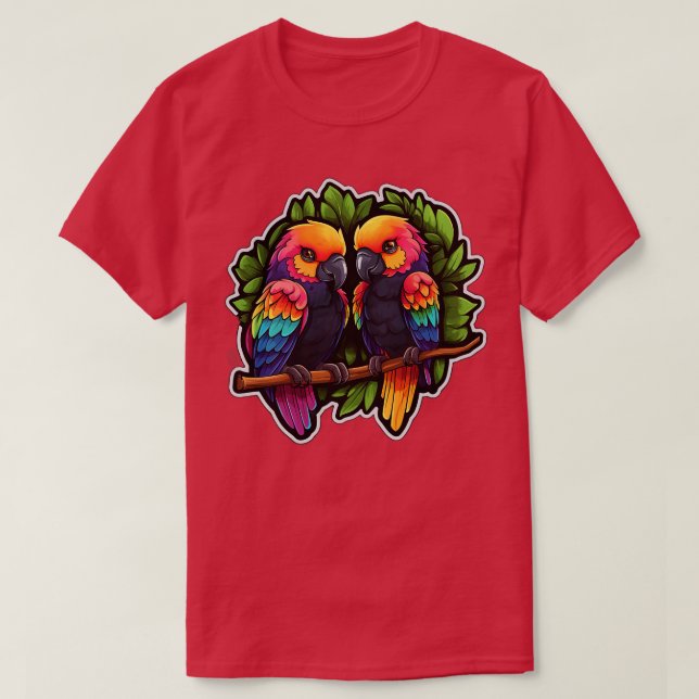 Färgfläckig papatoo Parakeet Macaws Parrot 2 T Shirt (Design framsida)